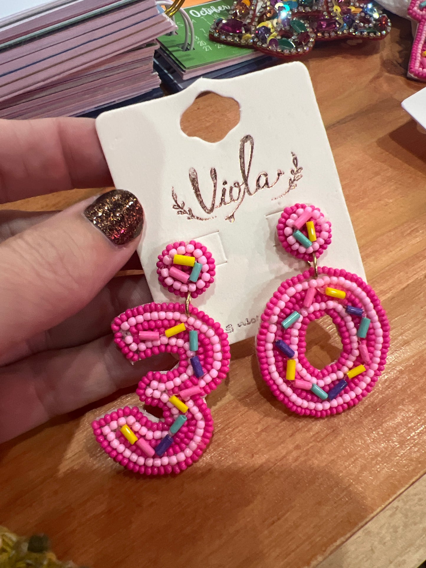 Pink Confetti Age Beaded Earrings