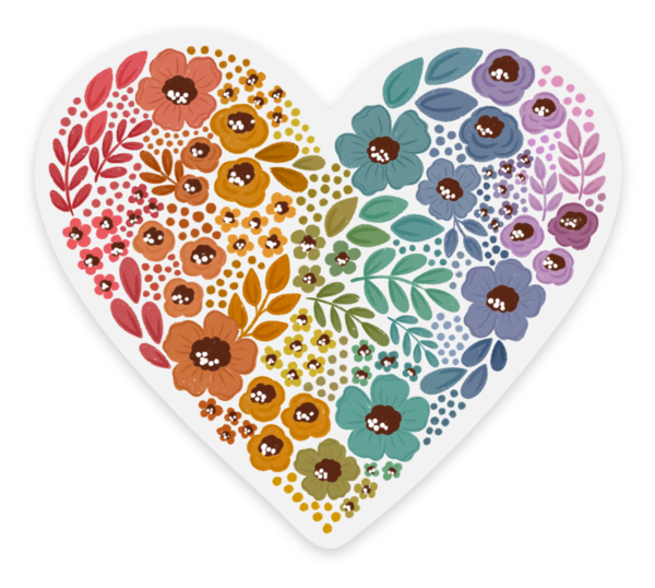Pride Rainbow Floral Heart Clear Sticker