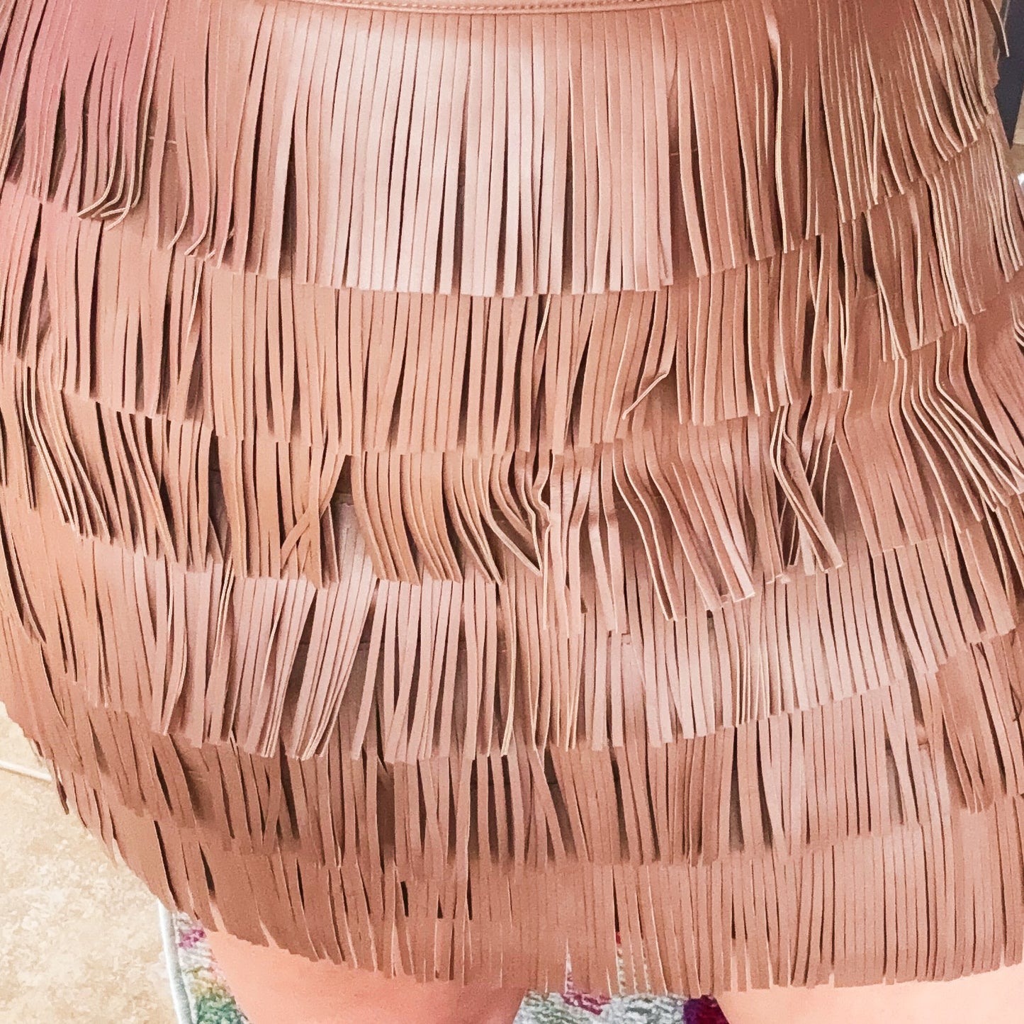 Vegan Leather Fringe Mini Skirt