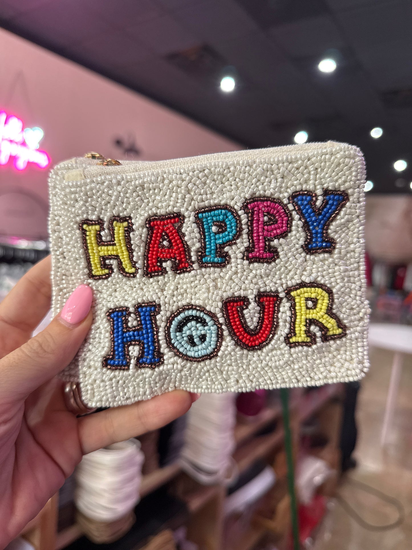 Happy Hour Beaded Coin Purse