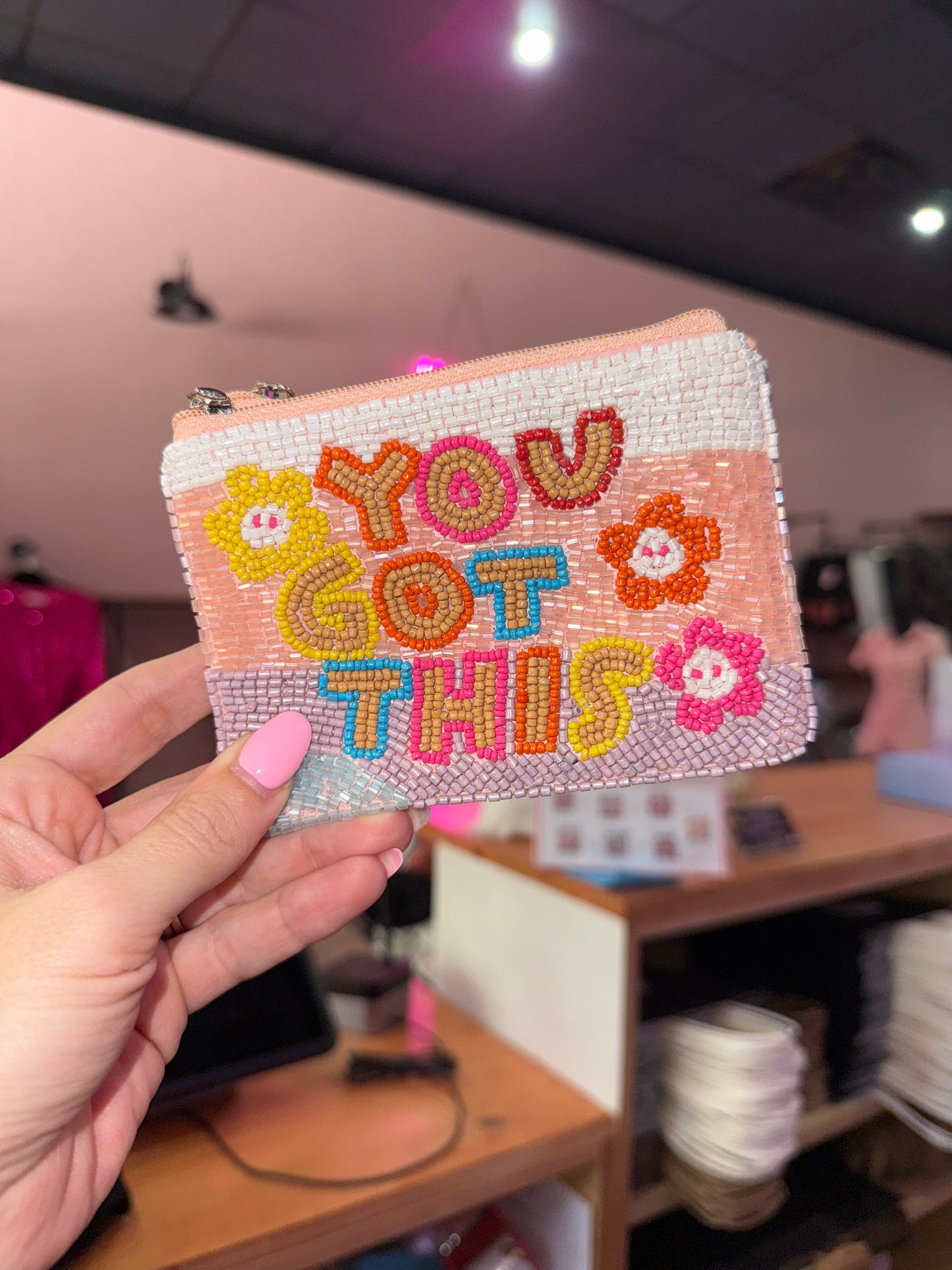 You Got This Beaded Coin Purse