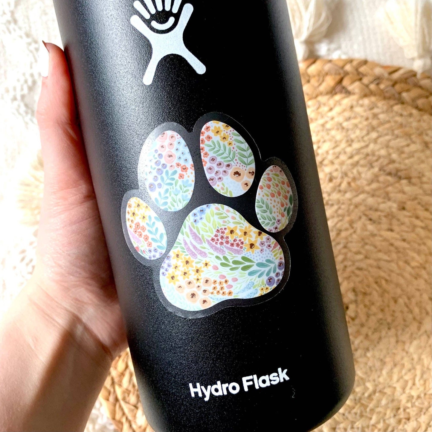 Floral Paw Print Clear Sticker