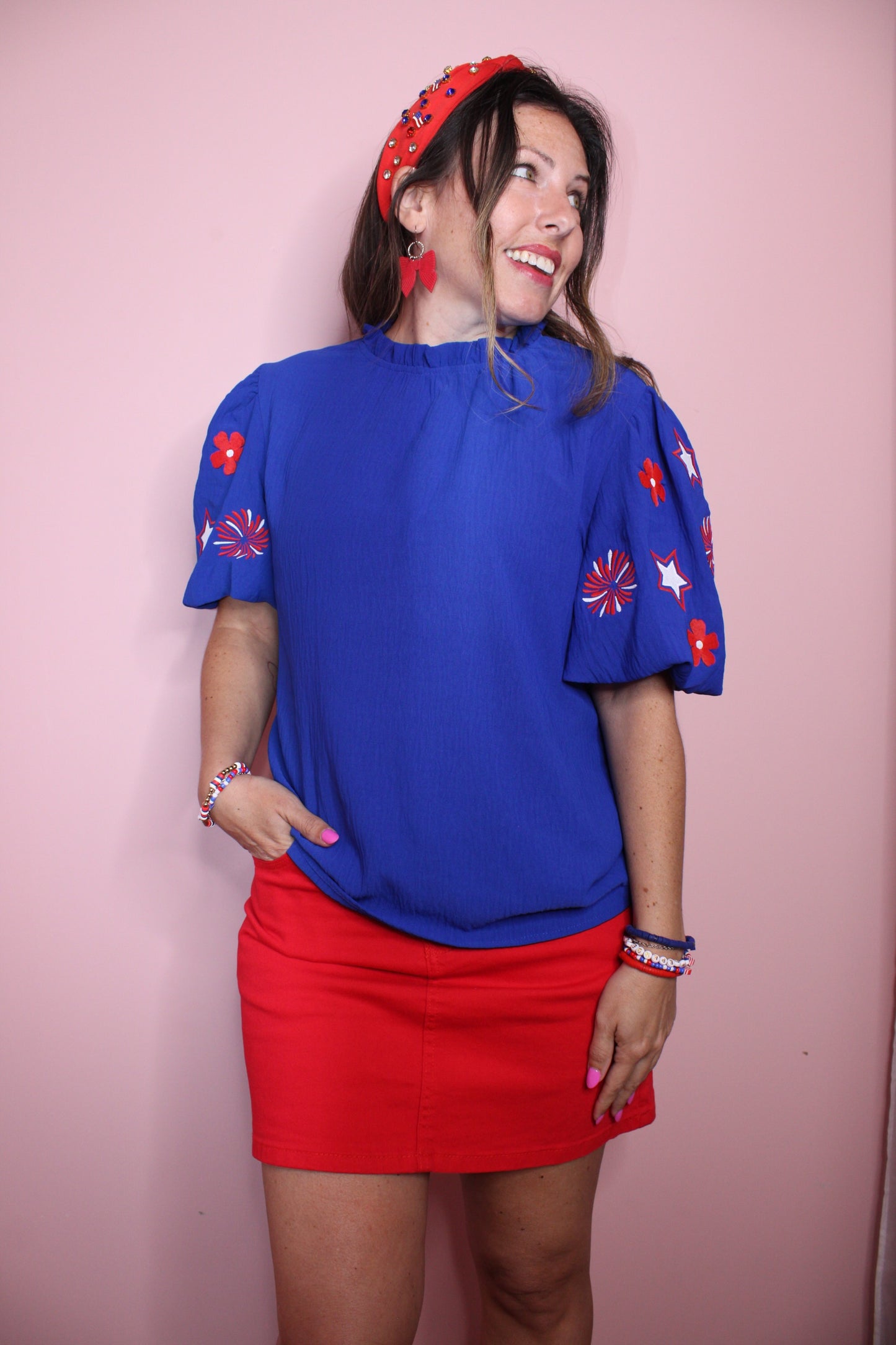 Patriotic Embroidered Top