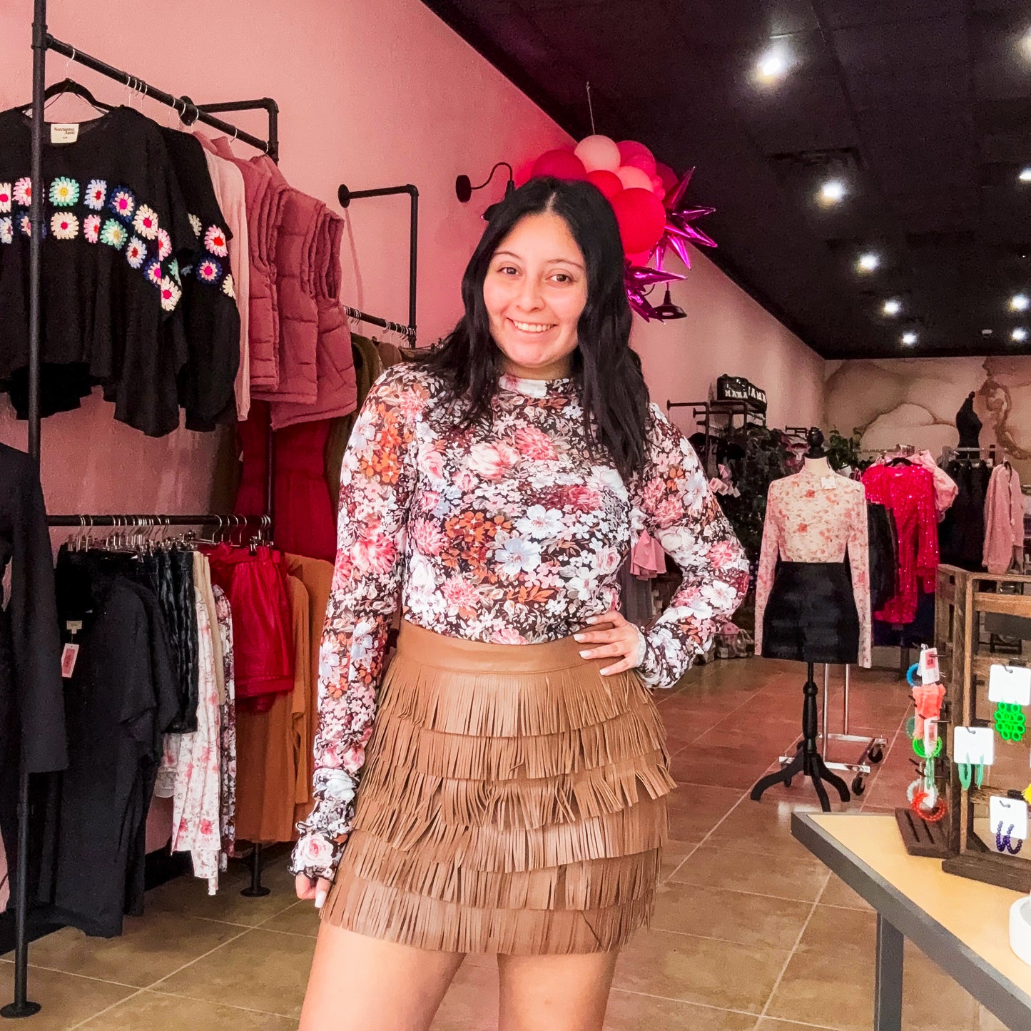 Vegan Leather Fringe Mini Skirt