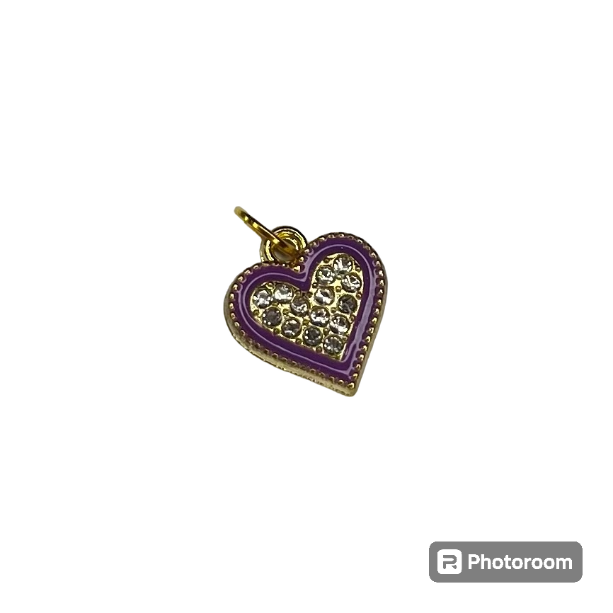 Purple Bling Heart Charm: Charm Bar