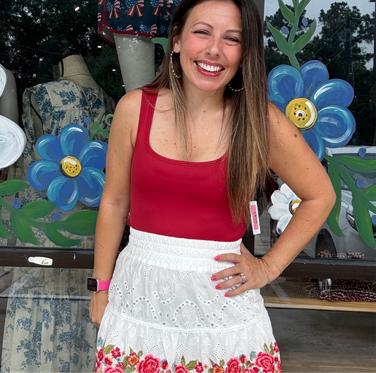Red Sleeveless Cropped Tank Top