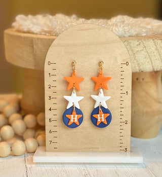 Astros Clay Earrings: Stars & Tassles