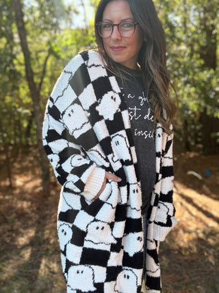 Checker Ghost Cloud Cardigan