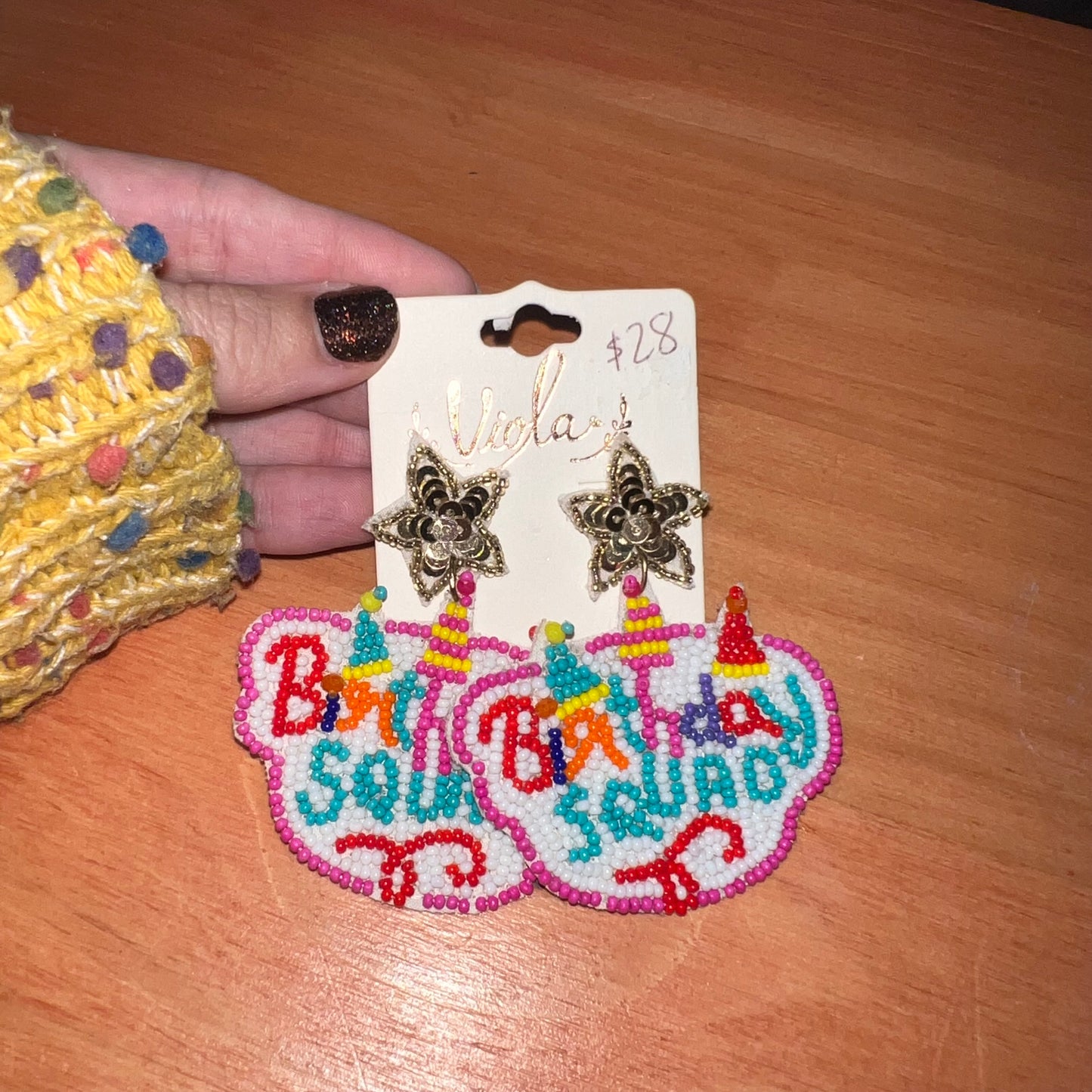 Birthday Squad Beaded Earrings