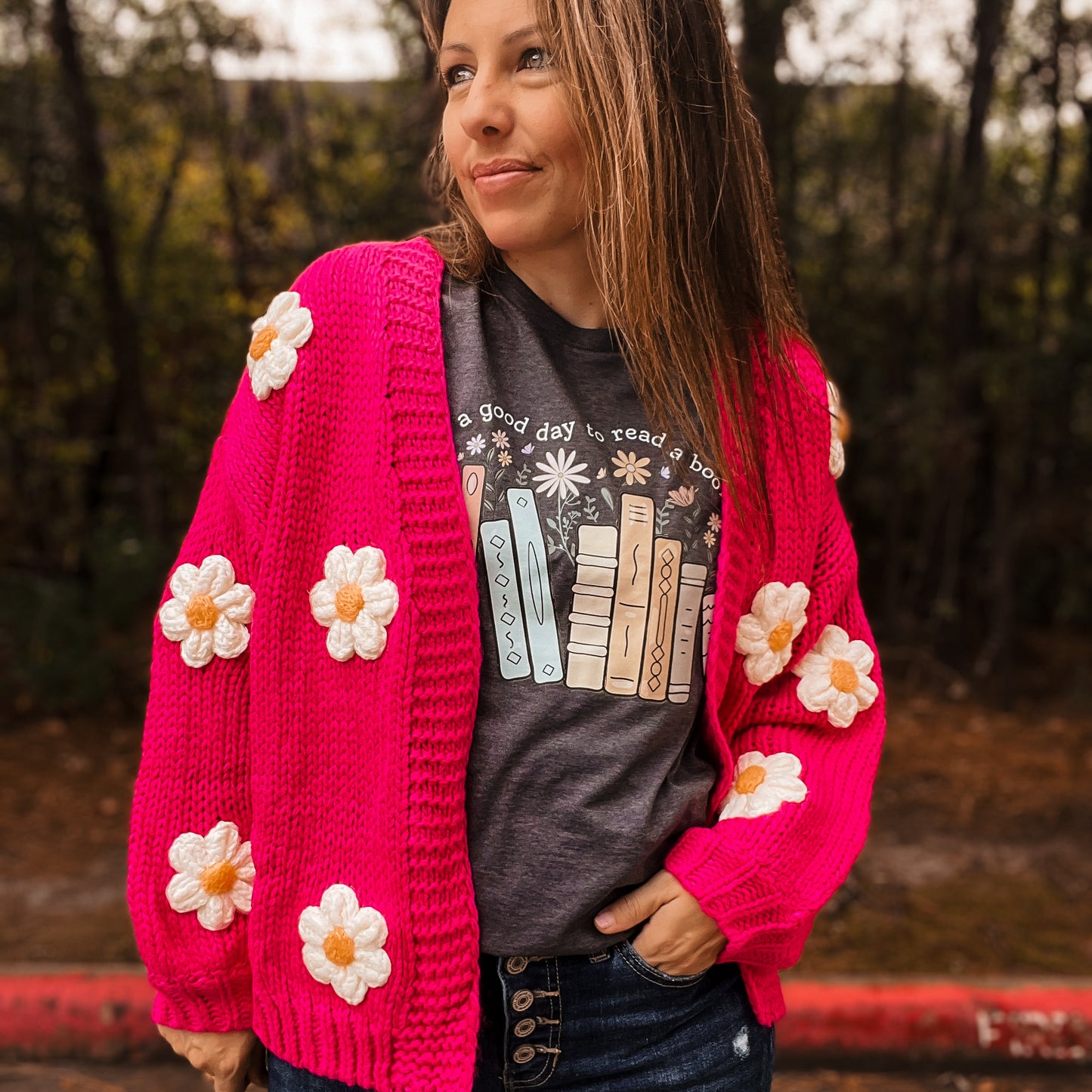 Pink Daisy Cardigan