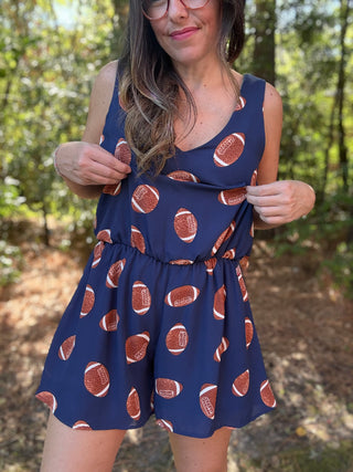 Navy Game Day Football Romper
