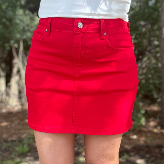 Randy Red Denim Skirt