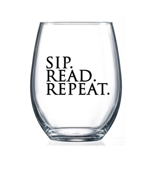 15oz Stemless Wine Glass | Sip. Read. Repeat.