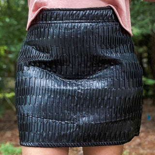 Pleated Vegan Leather Mini Skirt