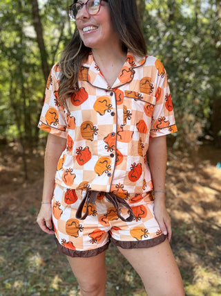 Pumpkin Chic Ruffle Pajama Set