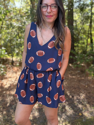 Navy Game Day Football Romper