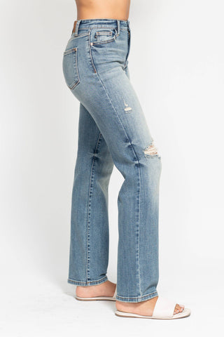 | Bryn | Judy Blue High Waisted Distressed Straight Leg Denim