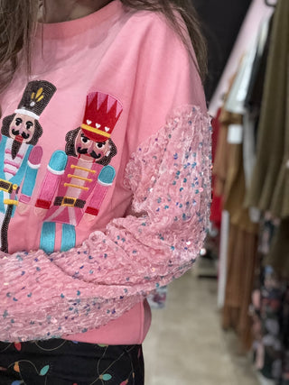 Nutcracker & Sparkle Sequin Long Sleeve Top