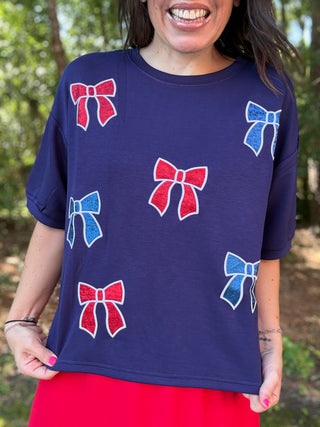 Red, White & Bowtiful Luxe Top