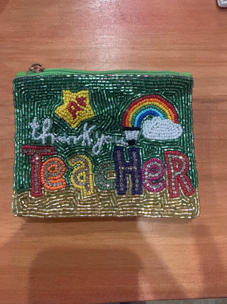 Thank You Teacher Beaded Coin Bag