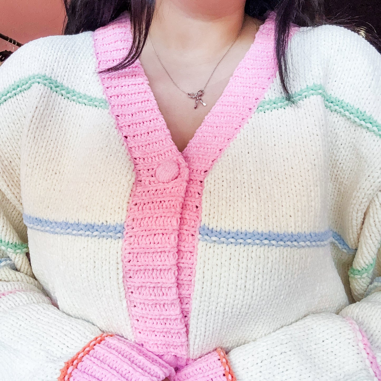 Color Stripe Sweater Cardigan