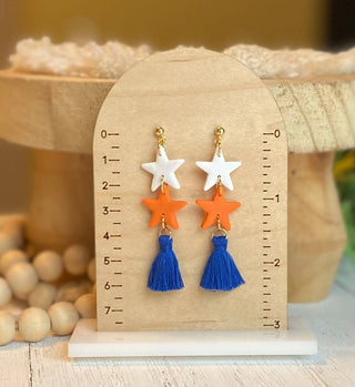 Astros Clay Earrings: Stars & Tassles