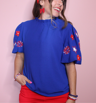 Patriotic Embroidered Top