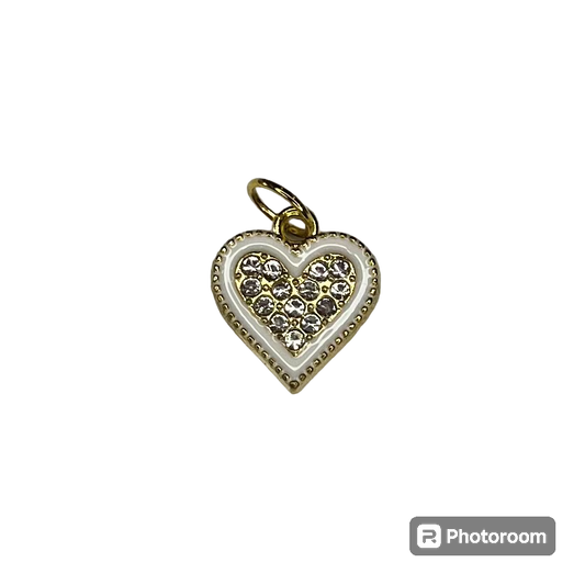 White Bling Heart Charm: Charm Bar