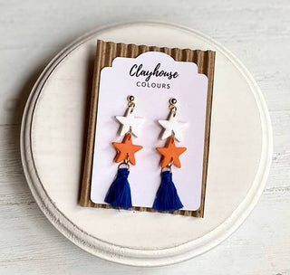 Astros Clay Earrings: Stars & Tassles