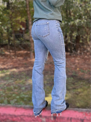 | Remi | Judy Blue Mid Rise Destroy & Released Hem Bootcut Denim