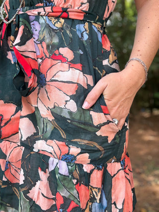 Golden Petals Maxi Dress