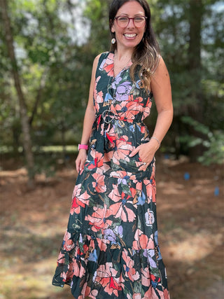 Golden Petals Maxi Dress