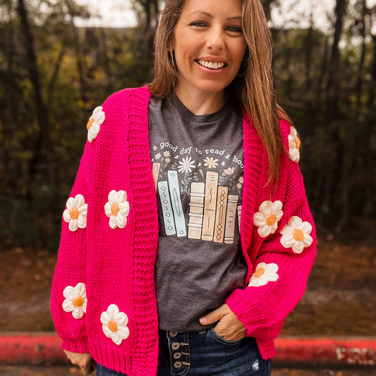 Pink Daisy Cardigan