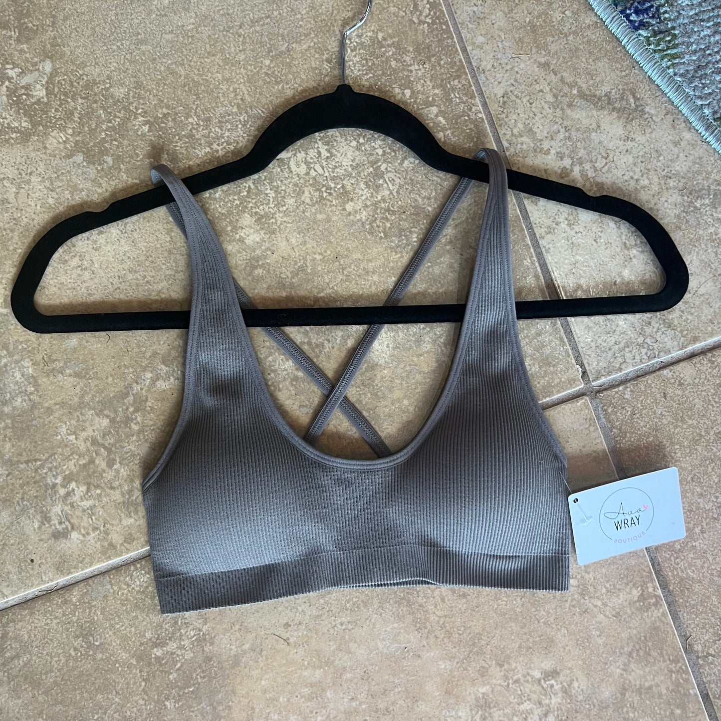 Seamless Ribbed Cross Back Bralette