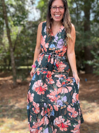 Golden Petals Maxi Dress