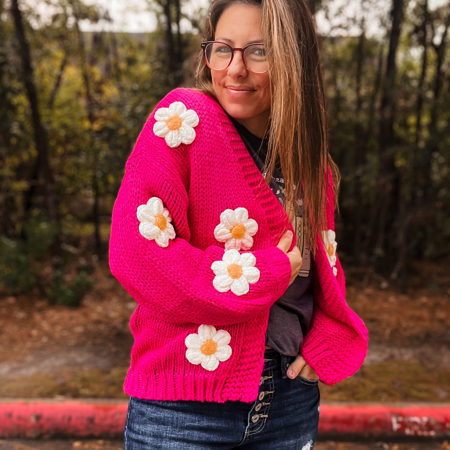 Pink Daisy Cardigan