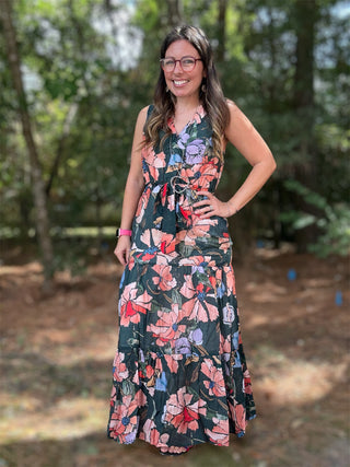 Golden Petals Maxi Dress