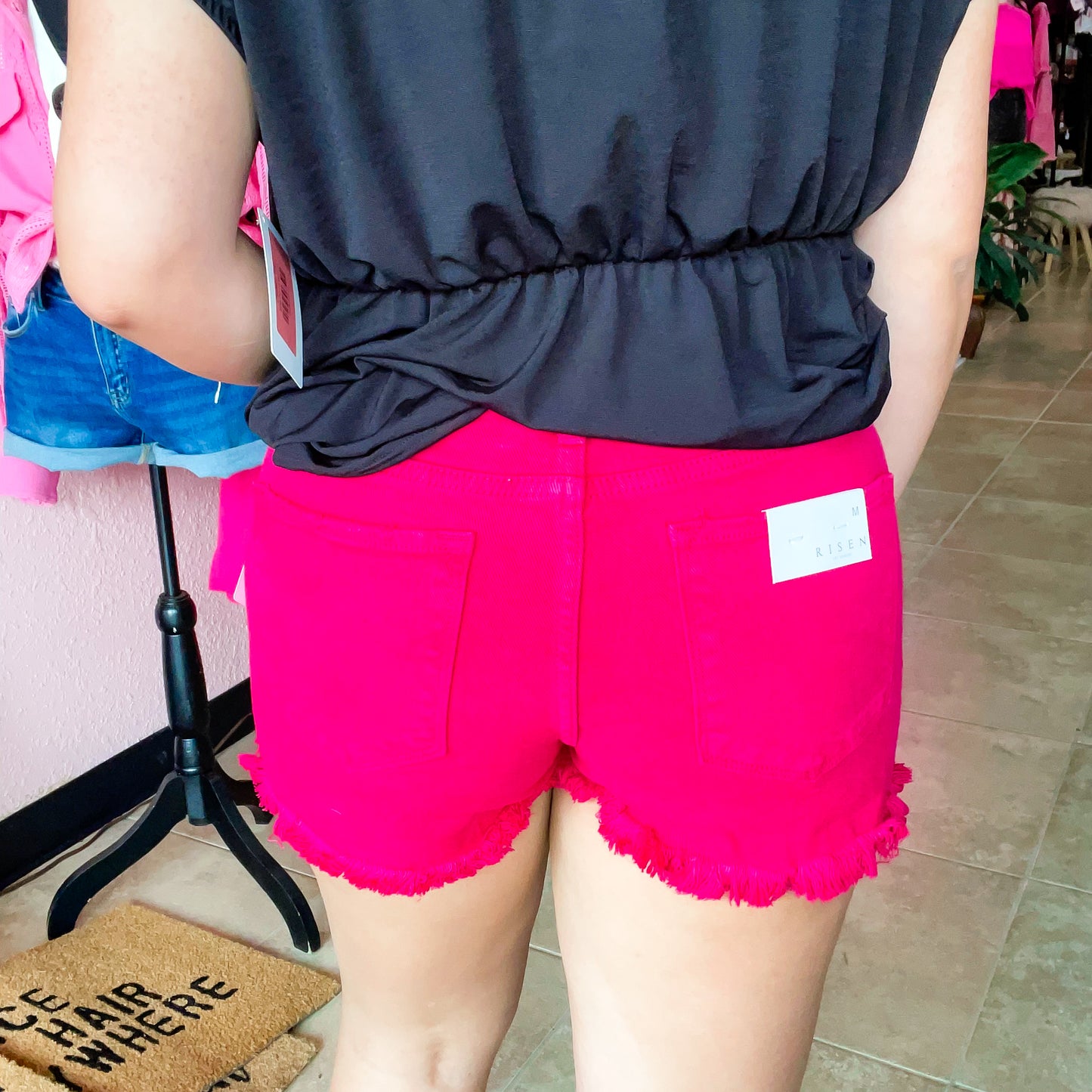 Risen Fuchsia Denim Shorts