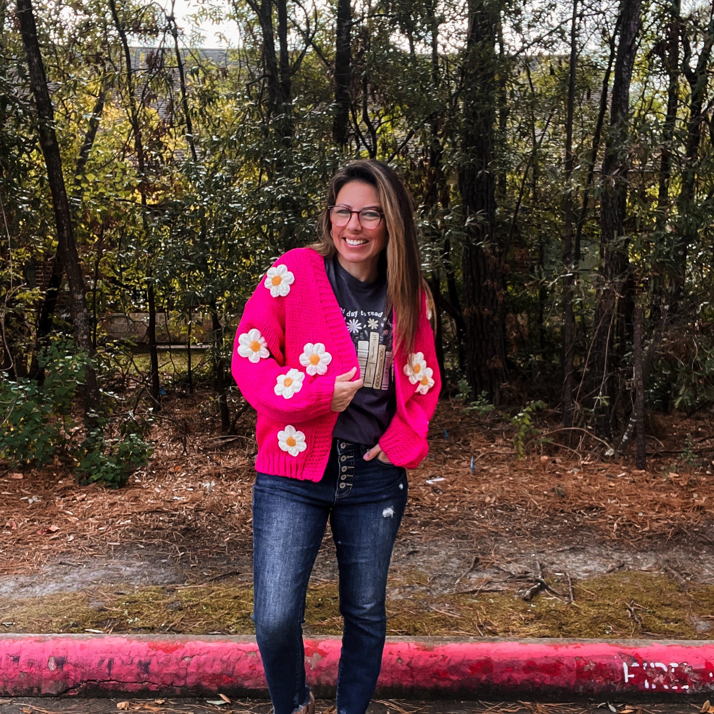 Pink Daisy Cardigan