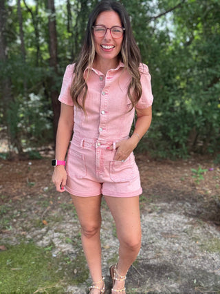 Pink Pixie Denim Romper