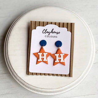Astros Clay Earrings: H Star Dangles