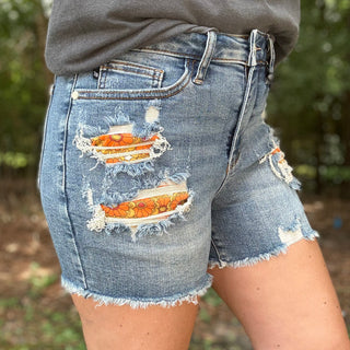| Bree | Judy Blue High Waisted Printed Lining Denim Shorts