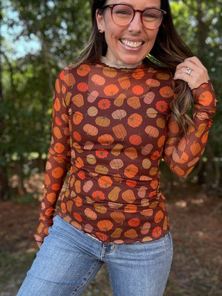 Pumpkin Obsession Mesh Top