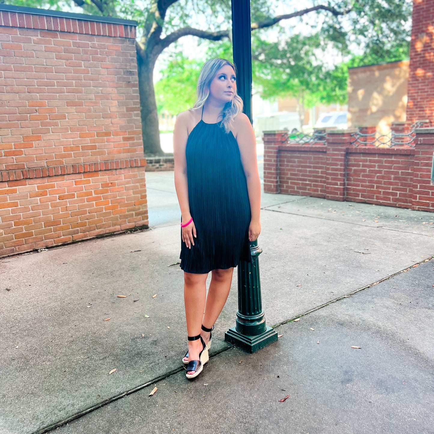 Everyday Black Pleated Dress