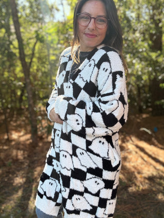 Checker Ghost Cloud Cardigan