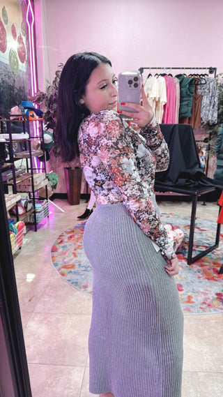 Floral Long Sleeve Mesh Top (2 colors)