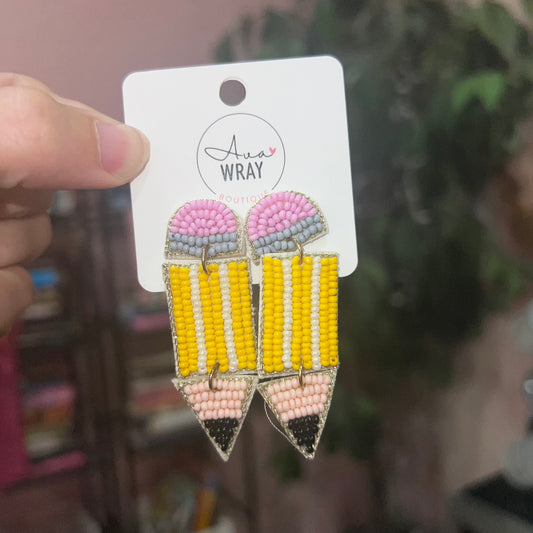 Pencil ✏️ Beaded Earrings