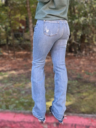 | Remi | Judy Blue Mid Rise Destroy & Released Hem Bootcut Denim