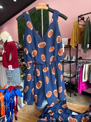 Navy Game Day Football Romper