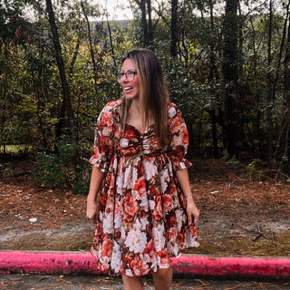 All the Fall Florals Babydoll Dress